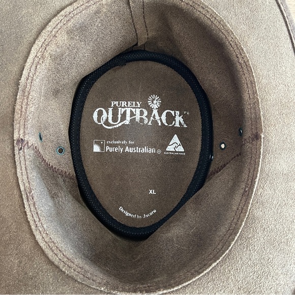 Purely Outback Jacaru Brown Leather Australian Outback hat XL braided cowboy - Picture 5 of 7